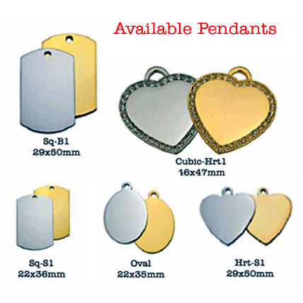 Photo Engraving-Available Pendant Shapes & Models Photo-Engraved